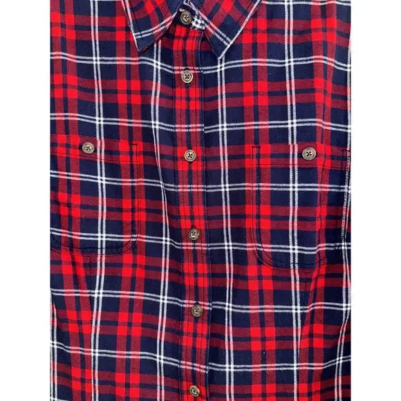 Duluth Trading Plaid Flannel Shirt Women’s XL Red/Blue - Picture 2 of 7